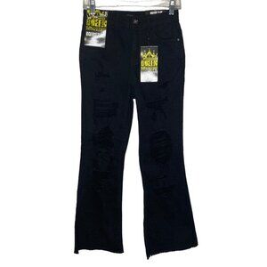 Elite Jeans Womens 9/29 Black Ripped Distressed Raw Hem Stretch Queen Collection